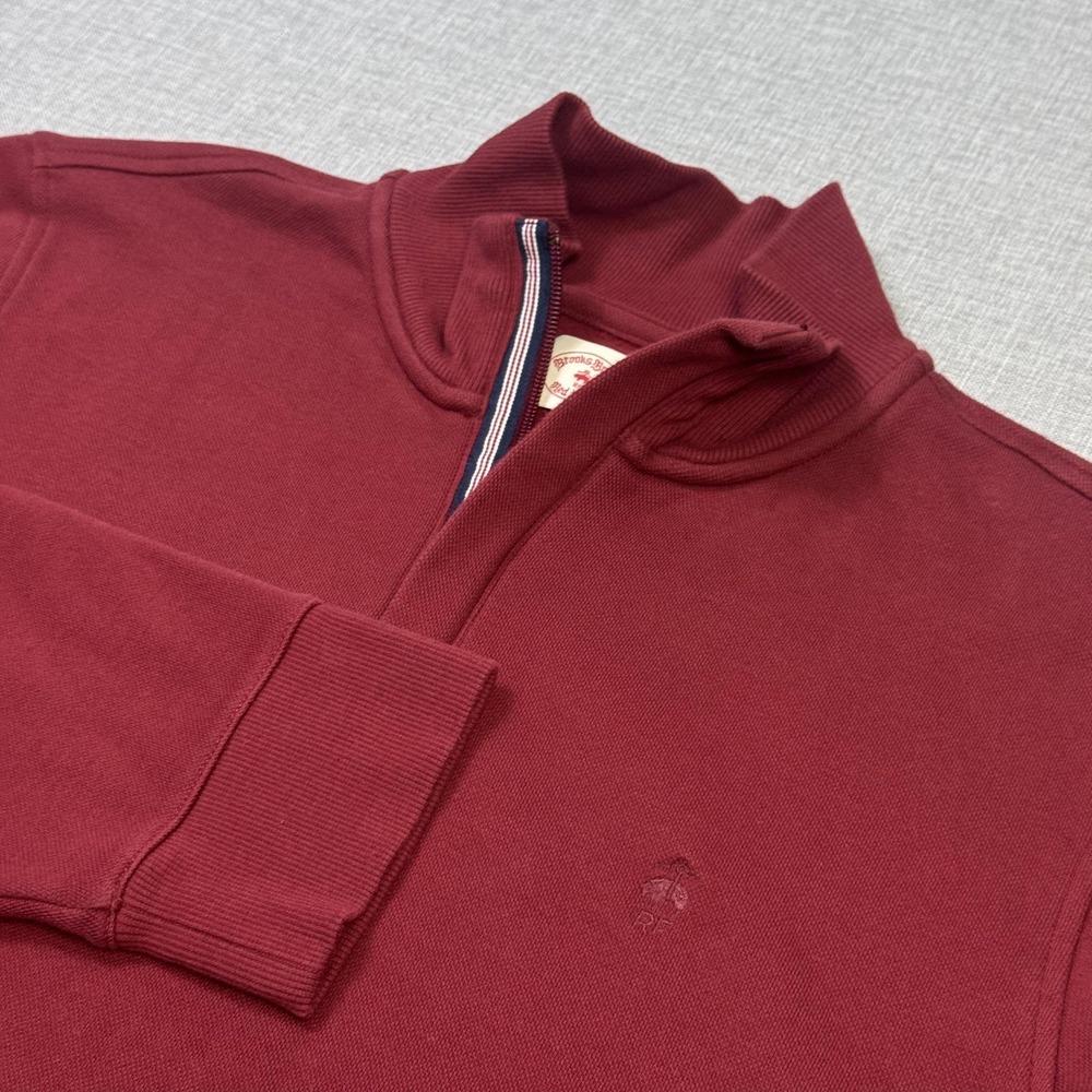 Brooks Brothers 1/4 Zip Sweatshirt Mens XL Red Pullover Red Fleece Mock Neck